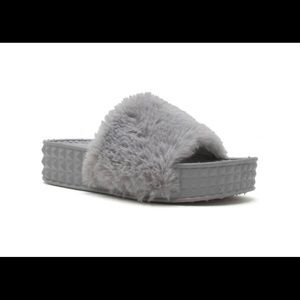 Faux Fur Slip On Sandals